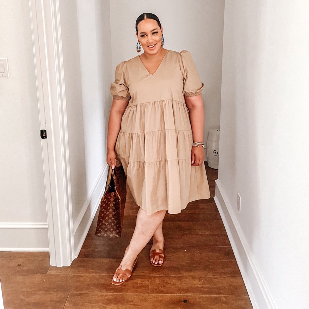 Puff Sleeve Organic Cotton Tiered Dress